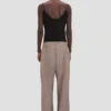 Pleated waist trouser in limestone