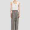 Pleated waist trouser in nickel