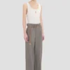 Pleated waist trouser in nickel