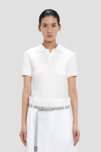 Polo collar top in white