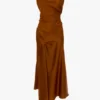 Posy midi dress in bronze