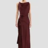 Posy midi dress in burgundy