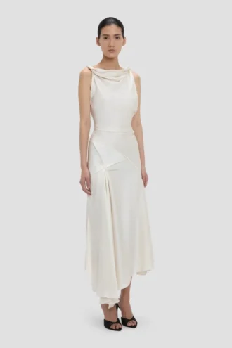 Posy midi dress in ivory