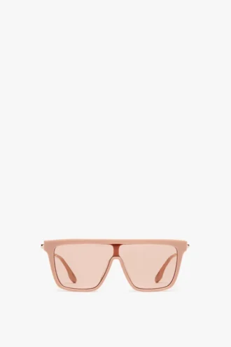 Rectangular shield sunglasses in nude