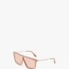 Rectangular shield sunglasses in nude