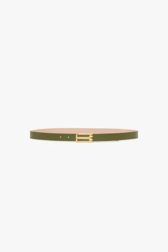Regular dorian belt in khaki smooth leather