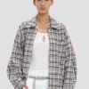 Relaxed cocoon shacket in blue-red check