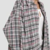Relaxed cocoon shacket in blue-red check