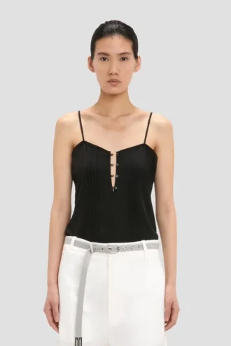 Rouleaux cami top in black