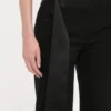 Satin waistband trouser in black