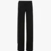 Satin waistband trouser in black