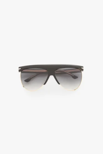 Sculpted metal and acetate sunglasses with flat top