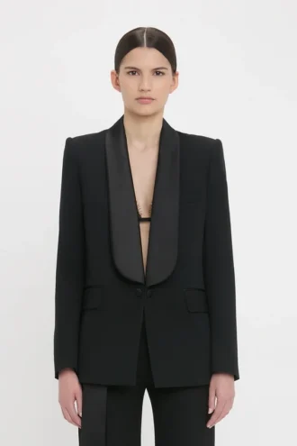 Shawl collar tux jacket in black