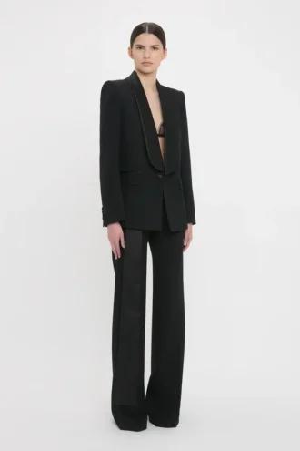 Shawl collar tux jacket in black