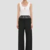 Sheer panel trouser in black