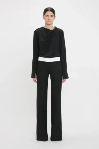 Side panel trouser in black