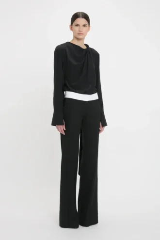 Side panel trouser in black