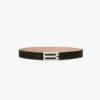 Silver buckle jumbo dorian belt in black grained leather