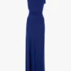 Sleeveless draped gown in bright indigo