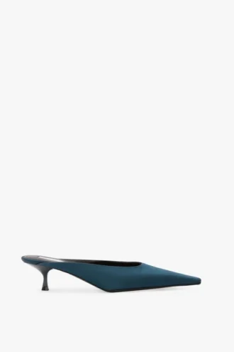 Sloane mule 45 in teal blue satin