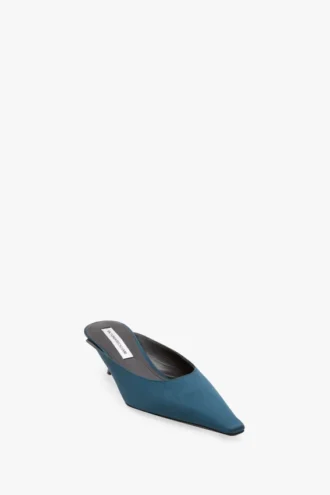 Sloane mule 45 in teal blue satin