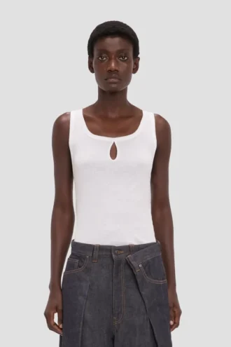 Split tank top in white