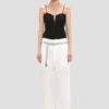Straight leg folded trouser in off white