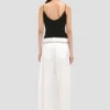 Straight leg folded trouser in off white