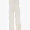 Straight leg folded trouser in off white