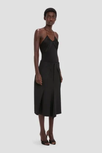 Tailored midi skirt in black