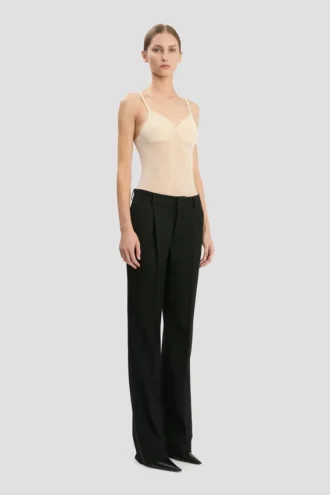 Tailored straight leg trouser in black