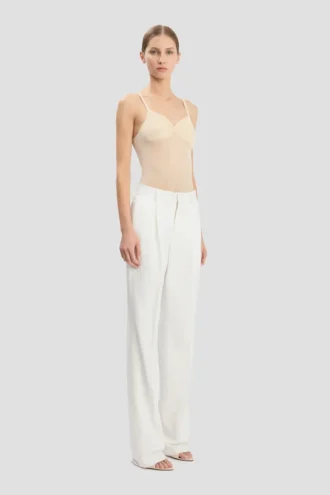 Tailored straight leg trouser in ivory