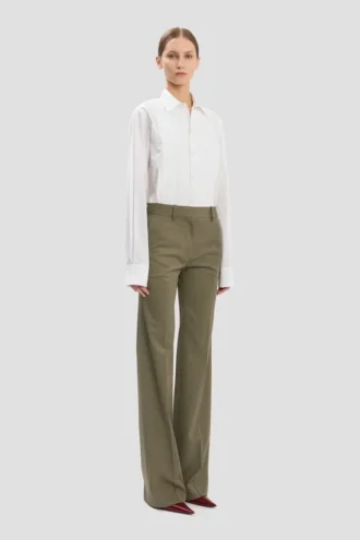 Tailored straight leg trouser in sage melange