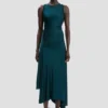 Twist dress in dark teal