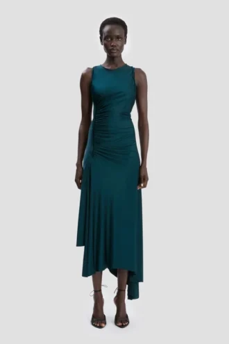 Twist dress in dark teal