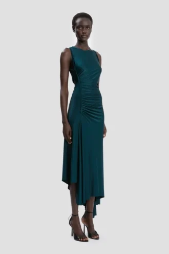 Twist dress in dark teal