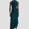 Twist dress in dark teal