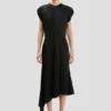 Twist shoulder dress in black