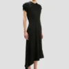 Twist shoulder dress in black