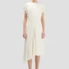 Twist shoulder dress in ivory
