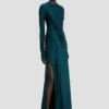 Twist waist gown in dark teal