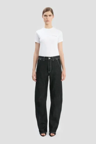 Twisted slouch jean in washed black