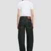 Twisted slouch jean in washed black