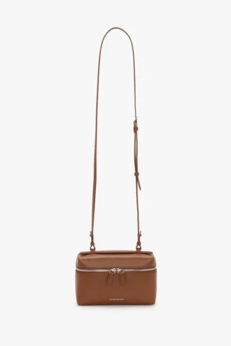 Vanity crossbody in dark tan leather