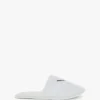 Vb embroidered towelling slippers in white