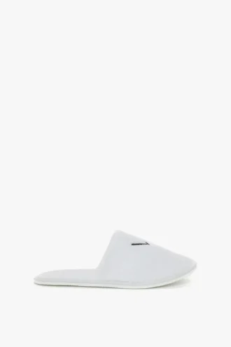 Vb embroidered towelling slippers in white
