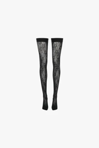 Vb monogram lace hold-ups in black