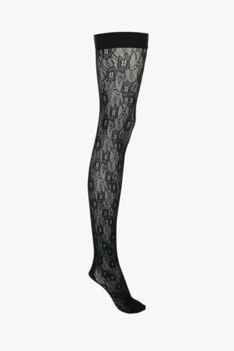 Vb monogram lace hold-ups in black