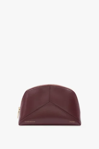 Victoria large travel pouch in burgundy leather