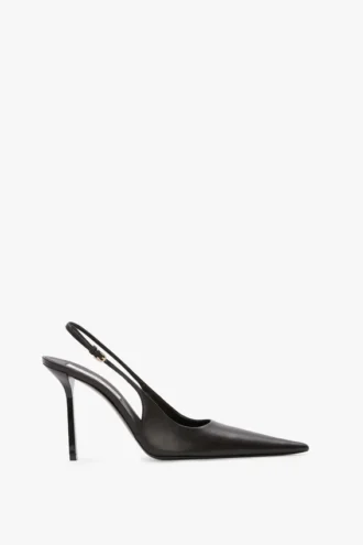 Victoria stiletto slingback 100 in black leather